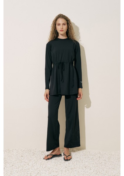 Geniş Uzun Paça Mayo Pantolon Siyah fiyatları