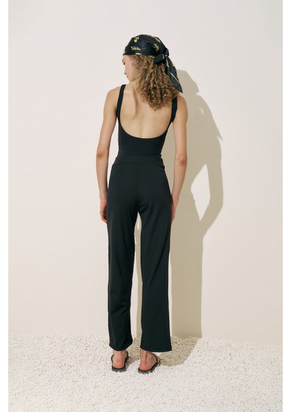 Geniş Uzun Paça Mayo Pantolon Siyah fırsatları