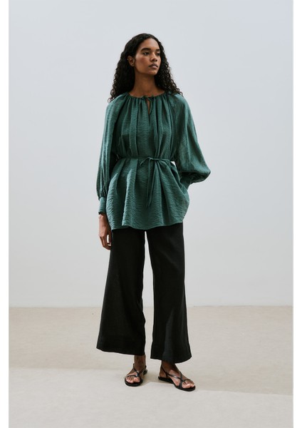 Geniş Manşetli Kuşaklı Tunik Yeşil fiyatları