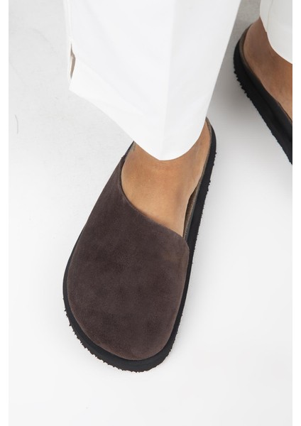 Ateshi Kadın Deri Hakiki Deri Düz Sabo Kahve Terlik