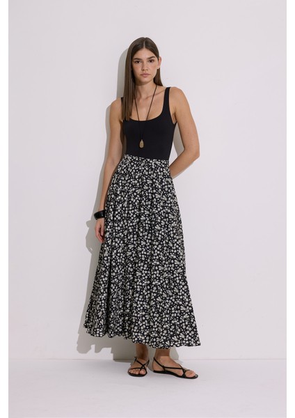 Desenli Kloş Etek Daısy