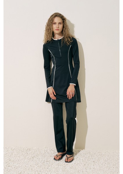 Şerit Detaylı Elbise Mayo Siyah fiyatları