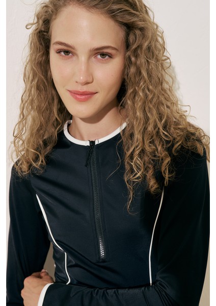 Şerit Detaylı Elbise Mayo Siyah indirimleri