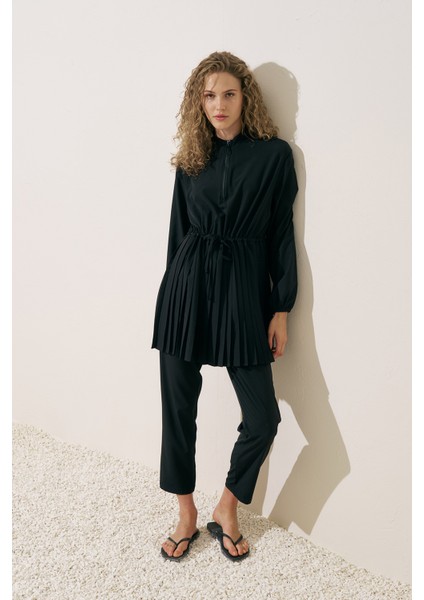 Piliseli Mayo Elbise Siyah