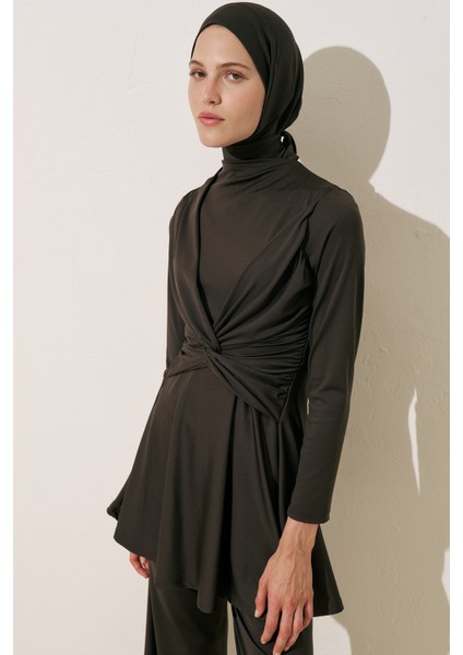 Düğüm Detaylı Tesettür Mayo Kahverengi fırsatları