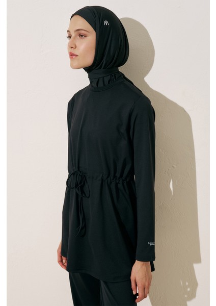 Beli Ayarlamalı Tesettür Mayo Siyah indirimleri