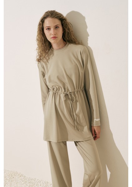 Beli Ayarlamalı Tesettür Mayo Yeşil