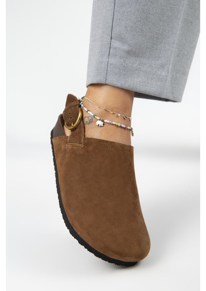 Antonella Kadın Deri Hakiki Deri Arkadan Kemerli Sabo Taba Sandalet modelleri