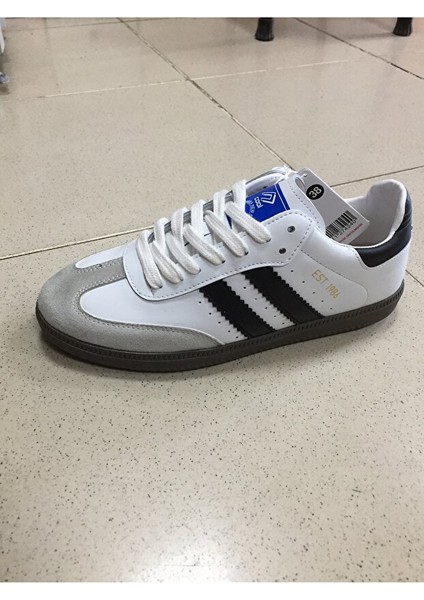 Angola Unisex Genç Kauçuk Taban Sneaker Spor Ayakkabı Beyaz - Siyah