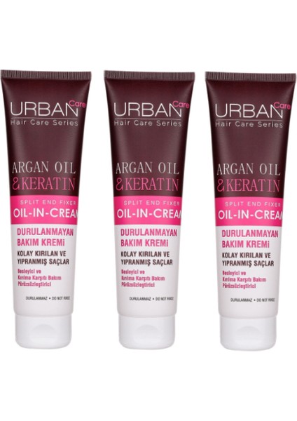 Care Argan Yağı & Keratin Içeren Durulanmayan Saç Kremi 150 ml 3 Adet