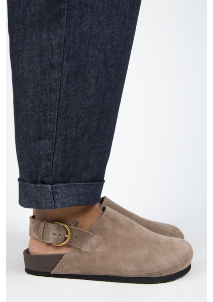 Antonella Kadın Deri Hakiki Deri Arkadan Kemerli Sabo Vizon Sandalet