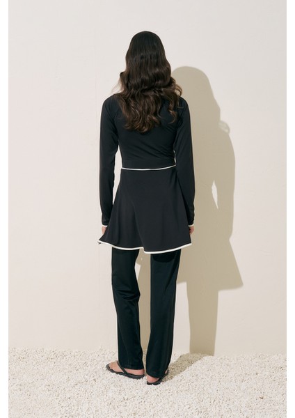 Biye Detaylı Tesettür Elbise Siyah