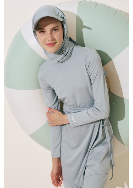 Anvelop Etekli Mayo Elbise Mavi