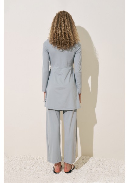 Anvelop Etekli Mayo Elbise Mavi