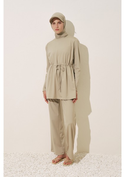 Beli Ayarlamalı Tesettür Mayo Yeşil