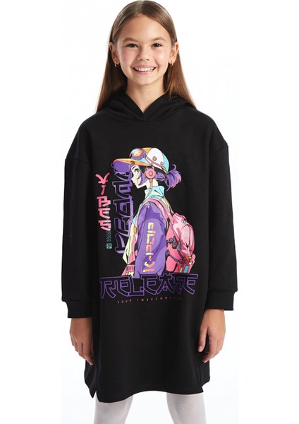 Lcw Kids Siyah Kapüşonlu Kız Çocuk Elbise fiyatları