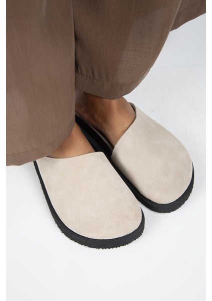 Ateshi Kadın Deri Hakiki Deri Düz Sabo Bej Terlik modelleri