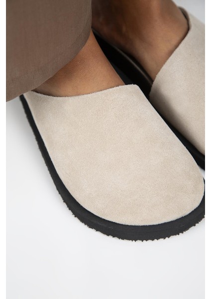 Ateshi Kadın Deri Hakiki Deri Düz Sabo Bej Terlik fırsatları