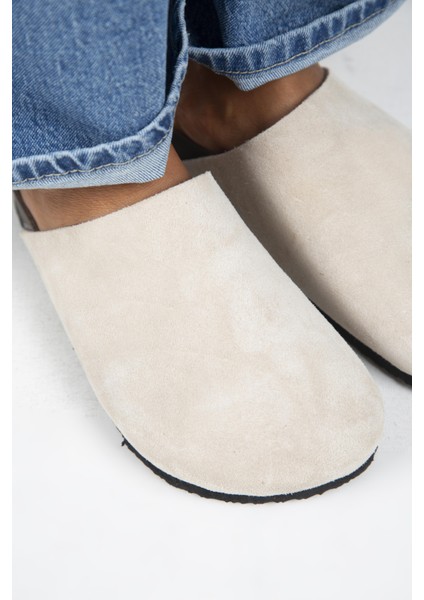 Ruzqahi Kadın Deri Hakiki Deri Düz Sabo Bej Terlik modelleri