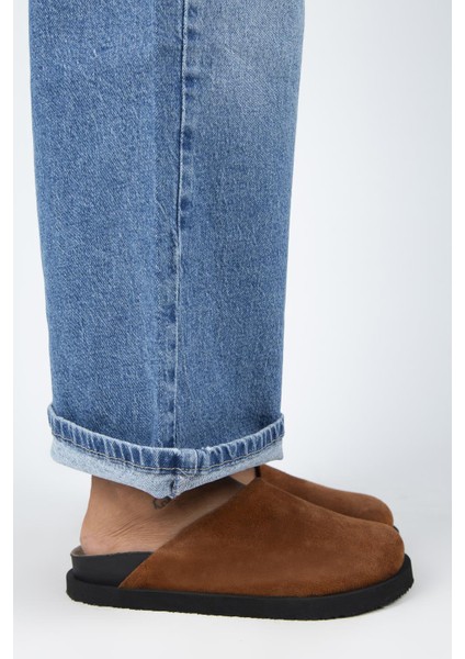 Ateshi Kadın Deri Hakiki Deri Düz Sabo Taba Terlik fiyatları