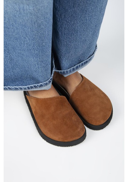 Ateshi Kadın Deri Hakiki Deri Düz Sabo Taba Terlik modelleri