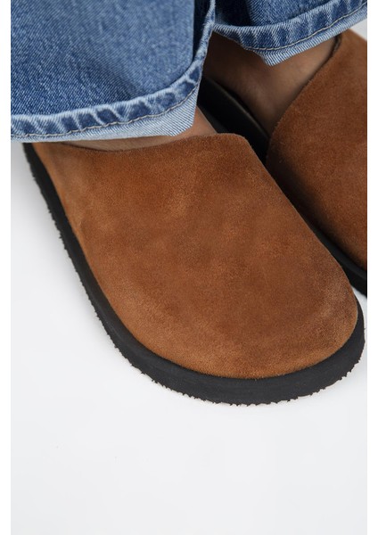 Ateshi Kadın Deri Hakiki Deri Düz Sabo Taba Terlik fırsatları