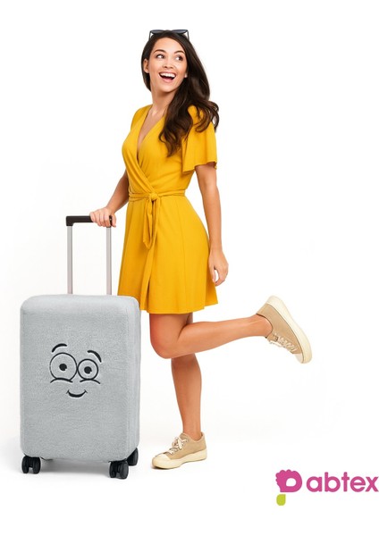 Legosh Gülen Yüz Desenli Bavul-Valiz Koruyucu Kılıf (Orta Boy)