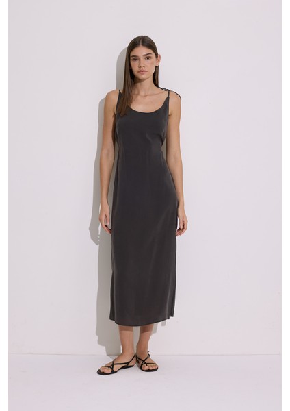 Modal Askılı Rahat Elbise Antrasit indirimleri