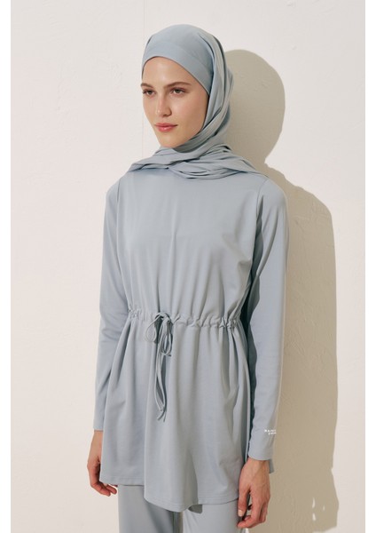 Beli Ayarlamalı Tesettür Mayo Mavi indirimleri