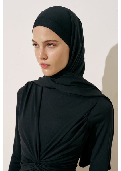 Bone Bağlamalı Mayo Şal Siyah