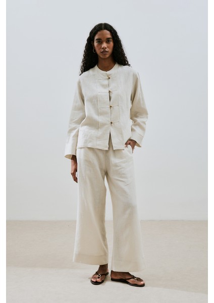 Keten Önden Düğmeli Gömlek Taş fiyatları