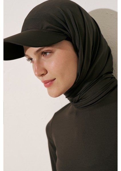 Cap Şapkalı Mayo Şal Kahverengi