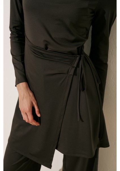 Anvelop Etekli Mayo Elbise Kahverengi fırsatları