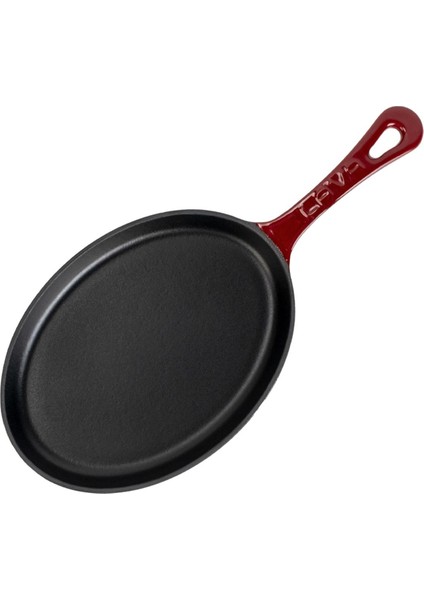 Döküm Oval Fajita Tabağı Döküm Demir Yekpare Saplı Ölçü 17X23CM.-BORDO modelleri
