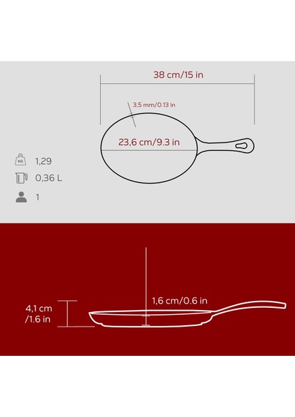 Döküm Oval Fajita Tabağı Döküm Demir Yekpare Saplı Ölçü 17X23CM.-BORDO indirimleri