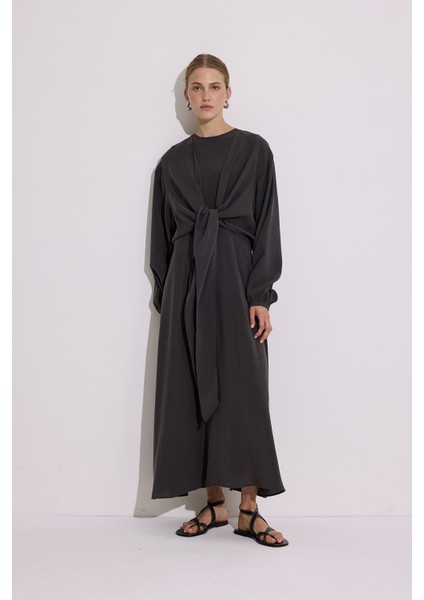 Modal Uzun Kol Anvelop Elbise Antrasit fiyatları