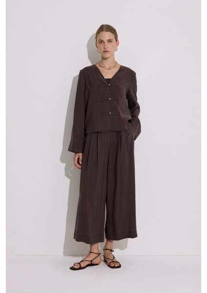 Modal Pileli Geniş Pantolon Acı Kahve fiyatları