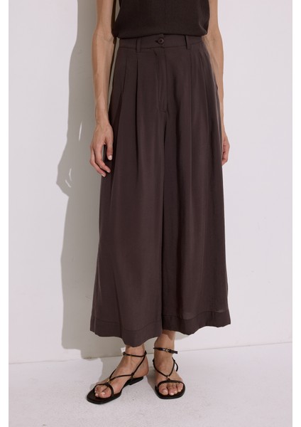 Modal Pileli Geniş Pantolon Acı Kahve fırsatları