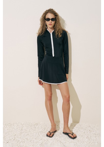 Şerit Detaylı Mayo Etek Siyah modelleri