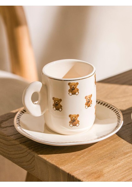 Karişik Ayı Teddy Baskılı 2 Kişilik Porselen Kahve Fincan Takımı 90 ml (W5) fiyatları