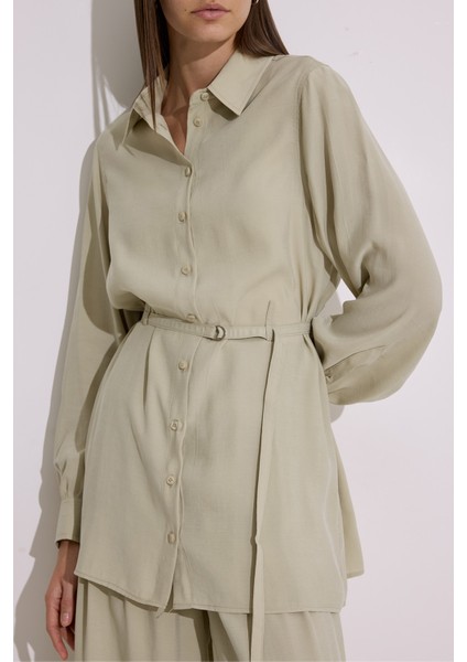 Modal Kemerli Gömlek Çağla