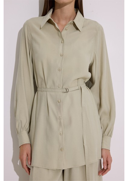 Modal Kemerli Gömlek Çağla