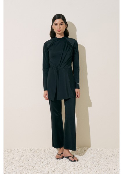 Düğüm Detaylı Tulum Mayo Siyah