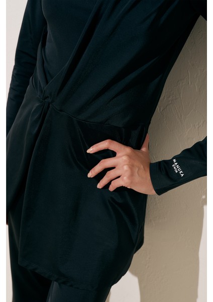 Düğüm Detaylı Tulum Mayo Siyah