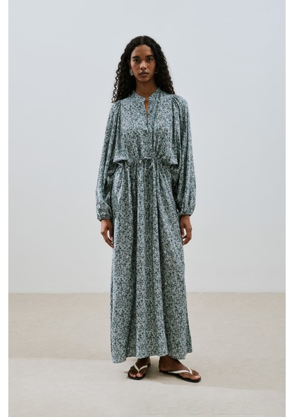 Desenli Viskon Bağlamalı Elbise Lıly Indıgo indirimleri