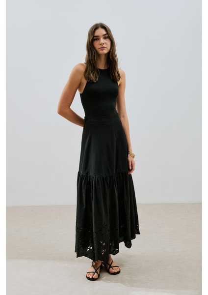 Nakışlı Uzun Etek Siyah modelleri