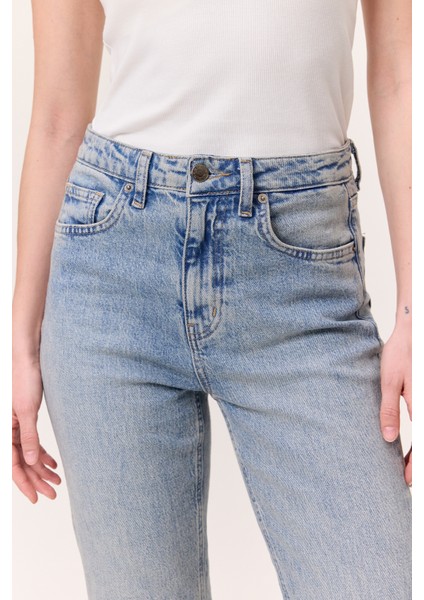 Yüksek Bel Flare Paça Jean Açık Mavi