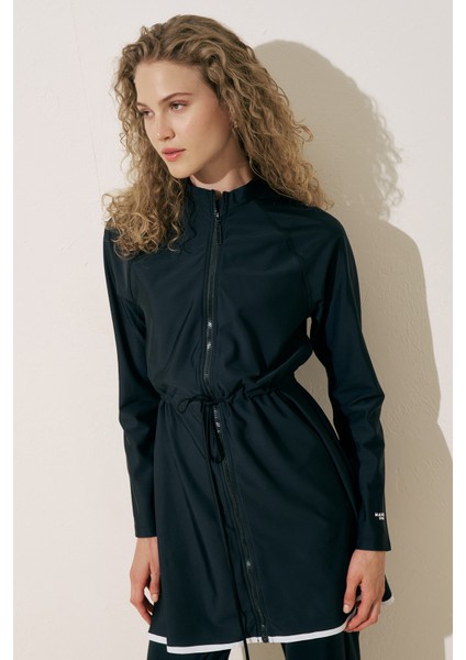 Fermuarlı Tesettür Elbise Mayo Siyah fiyatları