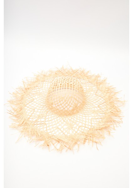 Desenli Hasır Şapka Bej modelleri