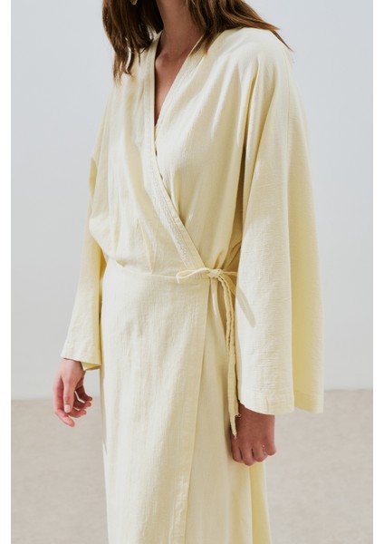 Dokulu Kruvaze Kapamalı Elbise Sarı modelleri